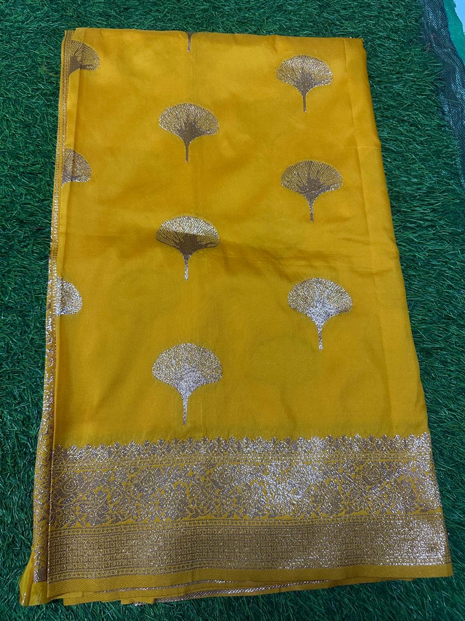 Sunshine Yellow Zari Elegance Silk Saree with Golden Border
